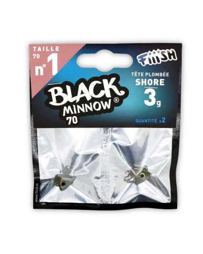 Tête Plombée Shore Black Minnow 70 mm 3g N°1