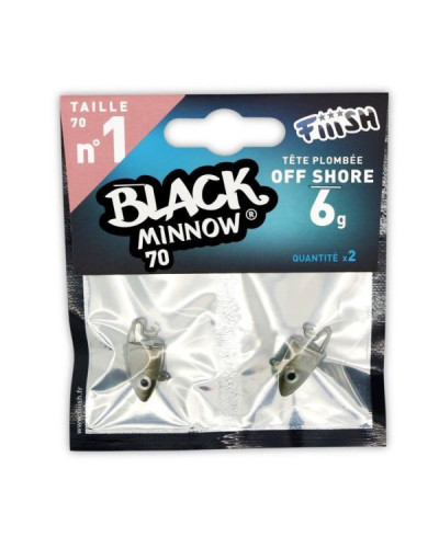 Tête Plombée of Shore Black Minnow 70 mm 6g N°1