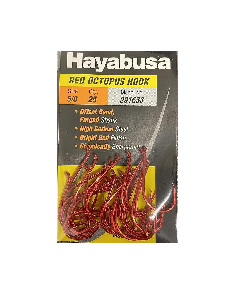 Hameçon Hayabusa Octopus Hook, Offset Shank, Red